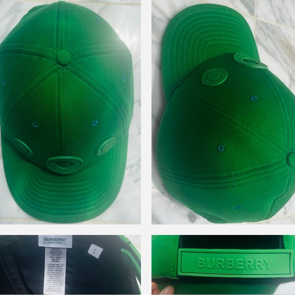BURBERRY 2024 IVY COLOR “GREEN” RUBBERIZED LOGO PATCHES BASEBALL CAP, NWOT - Picture 8 of 16
